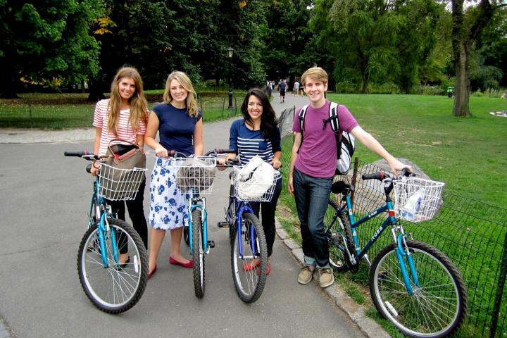 four people on bikes